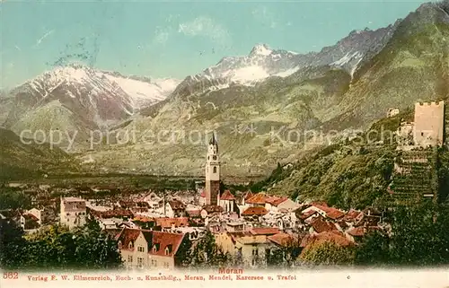 AK / Ansichtskarte Meran_Merano Panorama Kirche Burg Meran Merano
