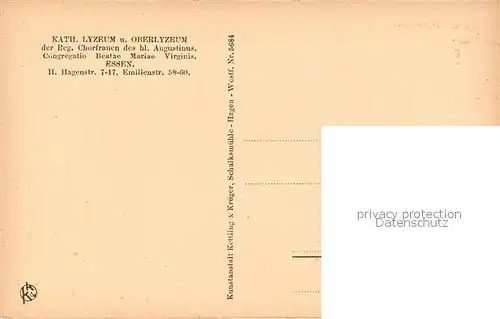 AK / Ansichtskarte Essen_Ruhr Kath Lyzeum und Oberlyzeum Essen_Ruhr