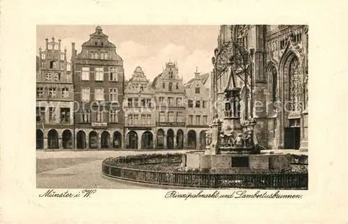 AK / Ansichtskarte Muenster_Westfalen Prinzipalmarkt und Lambertusbrunnen Muenster_Westfalen