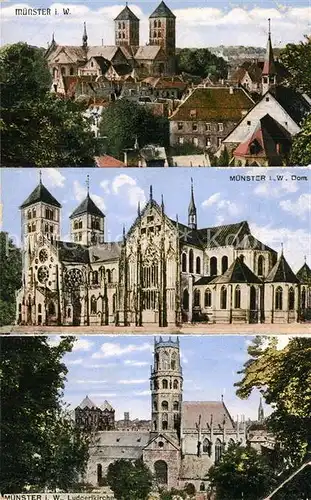 AK / Ansichtskarte Muenster_Westfalen Dom mit Ludgerikirche Muenster_Westfalen