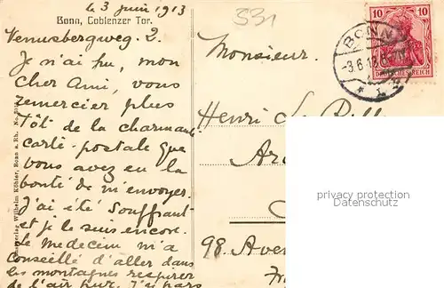 AK / Ansichtskarte Bonn_Rhein Coblenzer Tor Bonn_Rhein