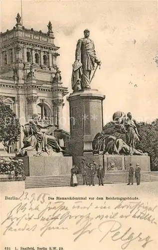 AK / Ansichtskarte Berlin Bismarckdenkmal vor dem Reichstagsgebaeude Berlin