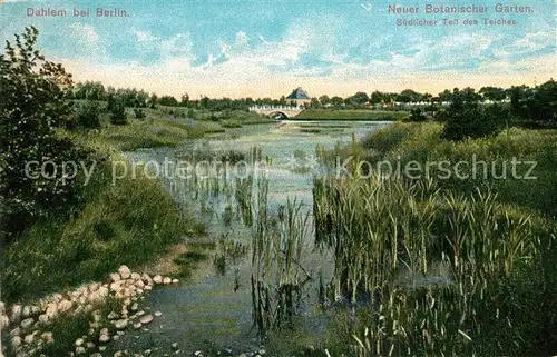 AK / Ansichtskarte Dahlem_Berlin Neuer Botanischer Garten mit Teich Dahlem_Berlin