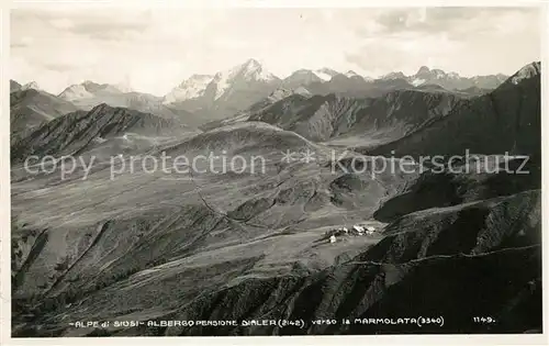 AK / Ansichtskarte Alpe_di_Siusi Albergo Pensione Dialer verso la Marmolata Alpe_di_Siusi