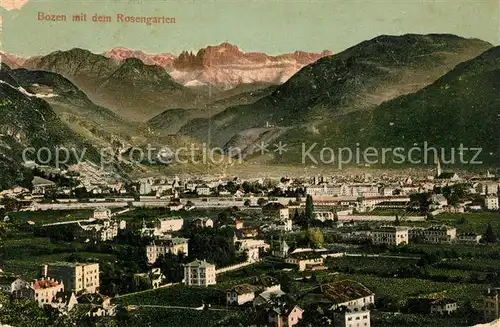 AK / Ansichtskarte Bozen_Suedtirol Panorama mit Rosengarten Bozen Suedtirol