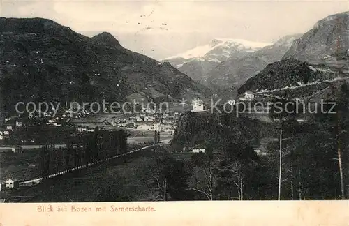 AK / Ansichtskarte Bozen_Suedtirol Panorama mit Sarnerscharte Bozen Suedtirol