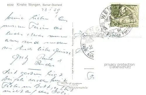 AK / Ansichtskarte Wengen_BE Kirche Wengen_BE