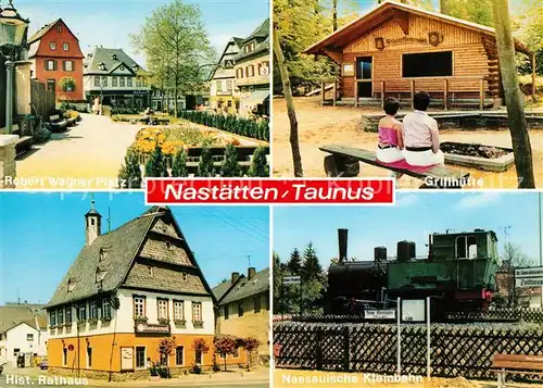 Nastaetten_Taunus Robert Wagner Platz Grillhuette Rathaus Kleinbahn Nastaetten_Taunus