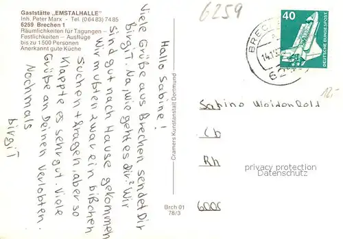 Oberbrechen Gaststaette Emstalhalle Oberbrechen
