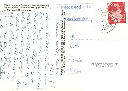 Oberreifenberg Niederreifenberg Grosser Feldberg Fliegeraufnahme Oberreifenberg