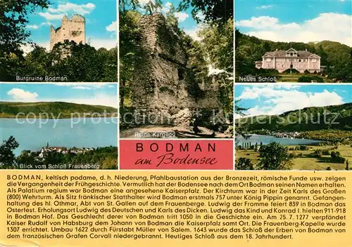 AK / Ansichtskarte Bodman_Bodensee Neues Schloss Schloss Frauenberg Burgruine Bodman Bodman Bodensee