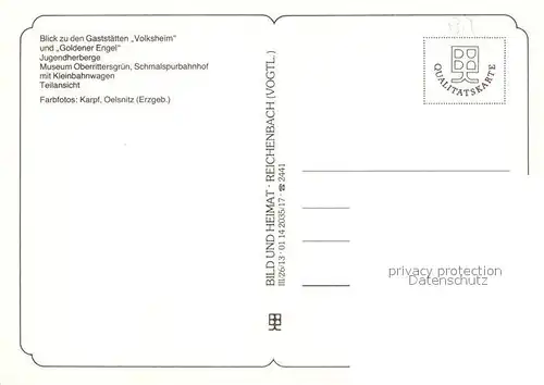 AK / Ansichtskarte Rittersgruen Gaststaette Volksheim Goldener Engel Museum Oberrittersgruen Rittersgruen