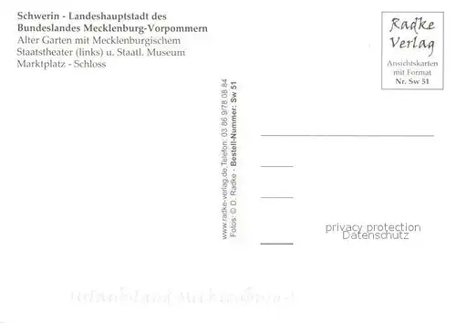 AK / Ansichtskarte Schwerin_Mecklenburg Staatstheater Museum Marktplatz Schloss Schwerin_Mecklenburg