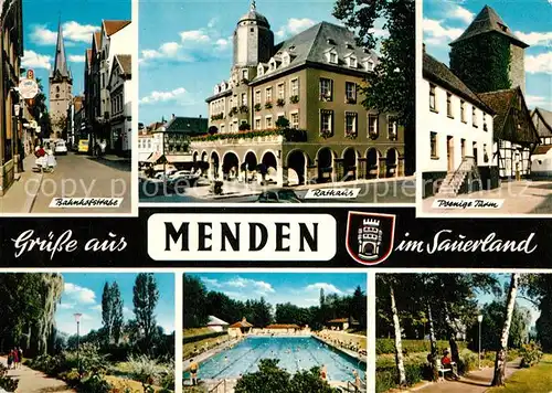 AK / Ansichtskarte Menden_Sauerland Rathaus Bahnhofstrasse  Menden_Sauerland