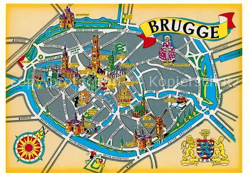 AK / Ansichtskarte Brugge Stadtplan  Brugge