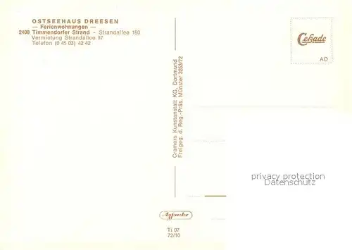 AK / Ansichtskarte Timmendorfer_Strand Ostseehaus Dreesen Timmendorfer_Strand