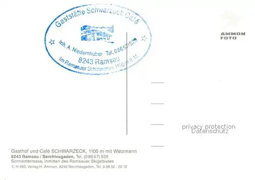 AK / Ansichtskarte Ramsau_Berchtesgaden Gasthof Schwarzeck Watzmann Ramsau Berchtesgaden