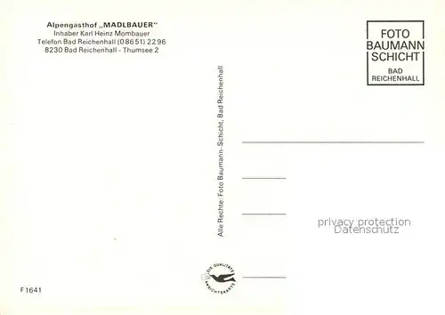 AK / Ansichtskarte Bad_Reichenhall Alpengasthof Madlbauer  Bad_Reichenhall