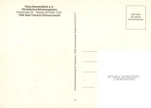 AK / Ansichtskarte Bad_Teinach Zavelstein Haus Sonnenblick  Bad_Teinach Zavelstein