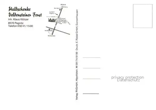 AK / Ansichtskarte Pegnitz Waldschenke Veldensteiner Forst  Pegnitz