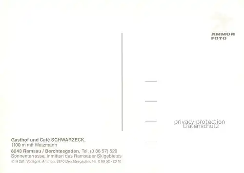 AK / Ansichtskarte Ramsau_Berchtesgaden Gasthof Schwarzeck Watzmann Hochkalter Ramsau Berchtesgaden