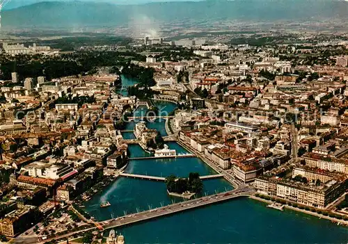 AK / Ansichtskarte Geneve_GE Fliegeraufnahme Pont Mt. Blanc Bergues  Geneve_GE