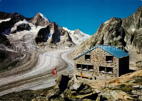 AK / Ansichtskarte Oberaletschhuette Cabane Oberaletsch Nesthorn Breithorn Oberaletschhuette