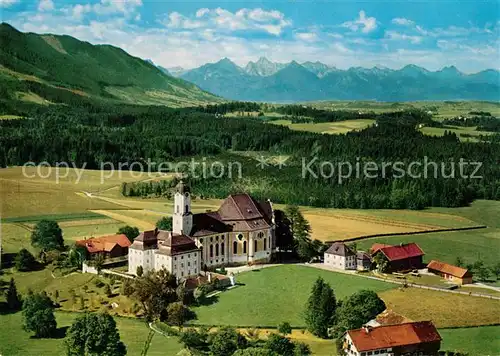 AK / Ansichtskarte Steingaden_Allgaeu Fliegeraufnahme Wieskirche  Steingaden Allgaeu