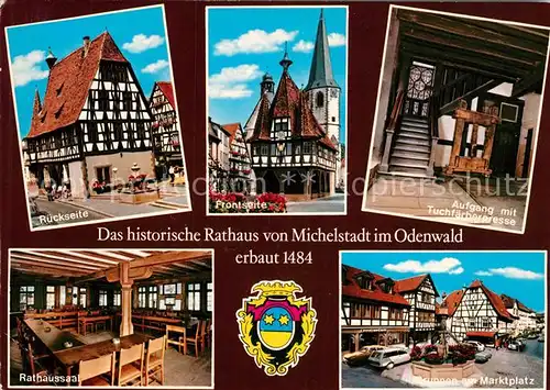 AK / Ansichtskarte Michelstadt Rathaus Marktplatz  Michelstadt