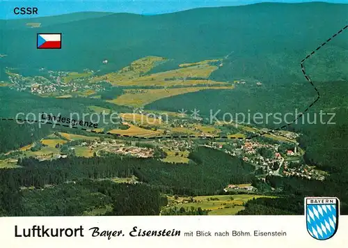 AK / Ansichtskarte Bayerisch_Eisenstein Fliegeraufnahme Boehm. Eisenstein Bayerisch_Eisenstein