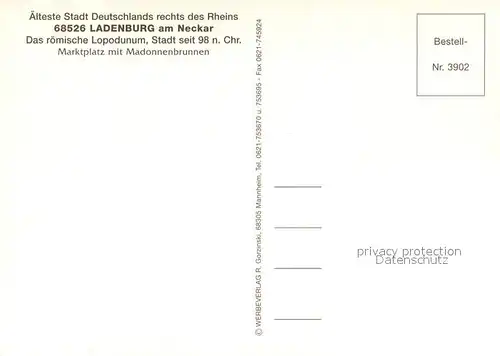 AK / Ansichtskarte Ladenburg Brunnen Marktplatz Altstadt Fachwerkhaeuser Ladenburg