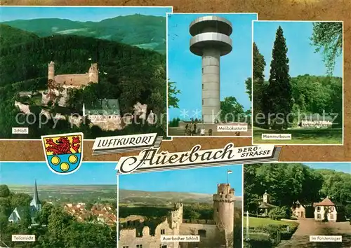 AK / Ansichtskarte Auerbach_Bergstrasse Schloss Melibokusturm Mammutbaum Fuerstenlager Bergkirche Auerbach_Bergstrasse