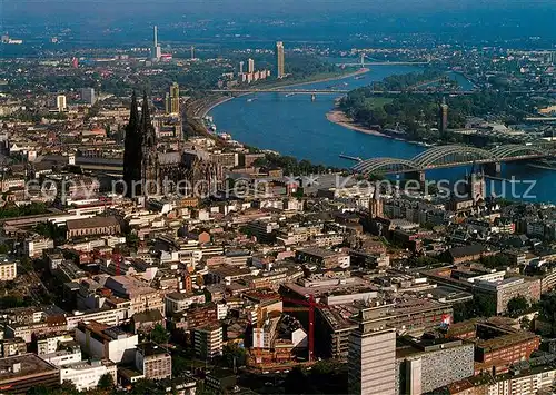 AK / Ansichtskarte Koeln_Rhein Altstadt Dom Hohenzollernbruecke Fliegeraufnahme Koeln_Rhein
