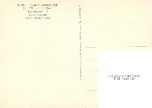AK / Ansichtskarte Issigau Gasthof Zum Hirschsprung Fremdenzimmer Tennisplatz Issigau