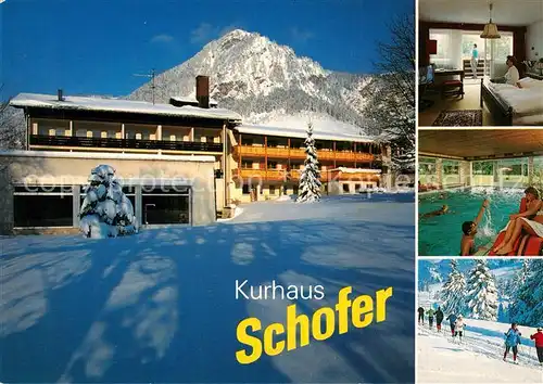 AK / Ansichtskarte Bad_Oberdorf Kurhaus Schofer Hallenbad Skilanglauf Winterlandschaft Allgaeuer Alpen Bad_Oberdorf