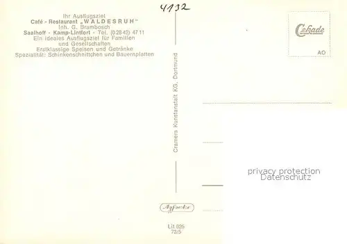 AK / Ansichtskarte Saalhoff Cafe Restaurant Waldesruh Saalhoff
