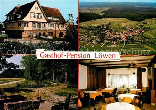 AK / Ansichtskarte Schoenbronn_Calw Gasthof Pension Loewen Waldweg Fliegeraufnahme Schoenbronn Calw