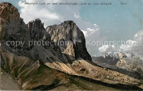AK / Ansichtskarte Sellajoch mit Langkofel und Geisslergruppe Sellajoch