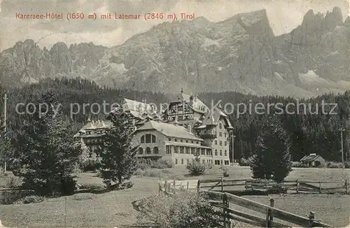 AK / Ansichtskarte Latemar Karersee Hotel Latemar