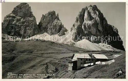 AK / Ansichtskarte Passo_Sella Albergo Valentini Gruppo del Sassolungo Passo_Sella