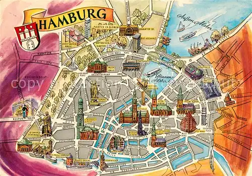 AK / Ansichtskarte Hamburg Stadtkarte  Hamburg
