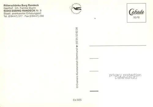 AK / Ansichtskarte Randeck_Kelheim Ritterschaenke Burg Randeck  Randeck Kelheim