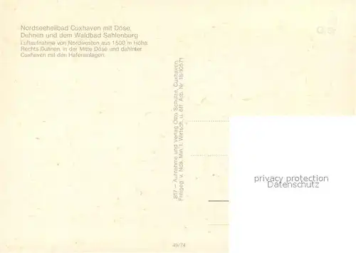 AK / Ansichtskarte Cuxhaven_Doese_Nordseebad Fliegeraufnahme Sahlenburg  Cuxhaven_Doese_Nordseebad