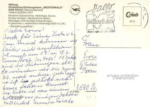 AK / Ansichtskarte Rehe_Westerwald Stiftung Westerwald Rehe_Westerwald