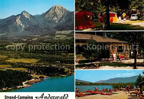 AK / Ansichtskarte Faak_am_See_Finkenstein Fliegeraufnahme Strand Camping Anderwald Faak_am_See_Finkenstein