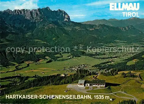 AK / Ansichtskarte Ellmau_Tirol Fliegeraufnahme Hartkaiser Schienenseilbahn Ellmau Tirol