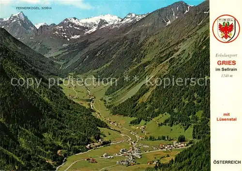 AK / Ansichtskarte Gries_Sellrain Fliegeraufnahme Luesenstal Fernerkogel  Gries Sellrain