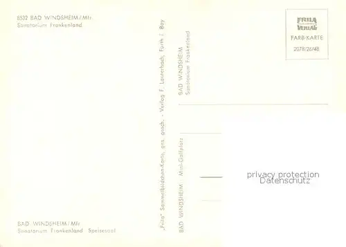 AK / Ansichtskarte Bad_Windsheim Sanatorium Frankenland Bad_Windsheim