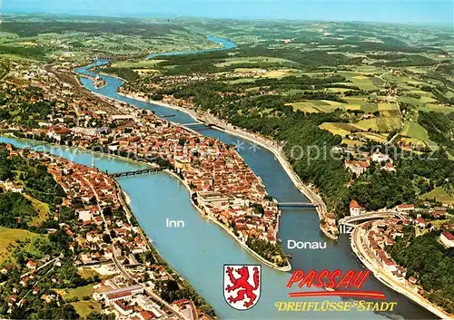 AK / Ansichtskarte Passau Fliegeraufnahme Inn Donau Passau