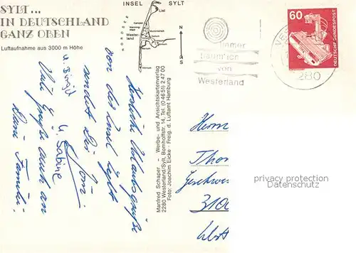 AK / Ansichtskarte Sylt Fliegeraufnahme Sylt